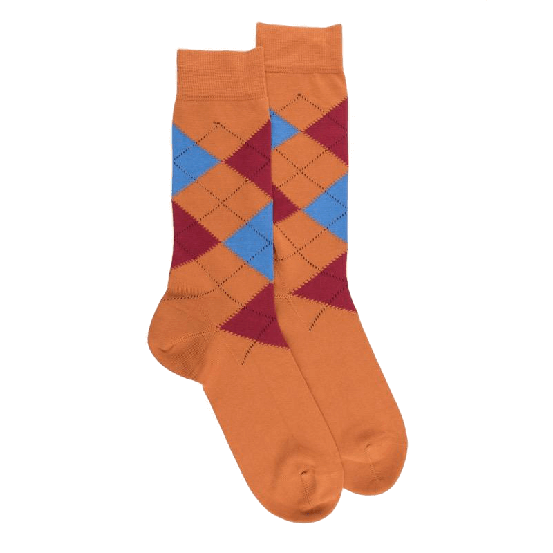 doré doré Chaussettes homme en coton à motifs Jacquard - Orange cognac