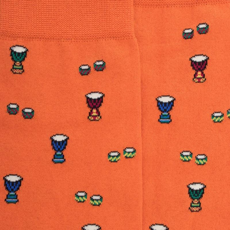 Doré Doré Chaussettes Homme En Coton à Motifs Tambours - Abricot
