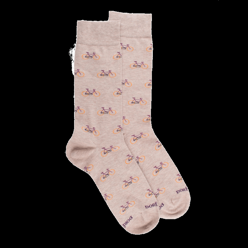 Doré Doré Chaussettes Homme En Coton à Motifs Vélos - Beige Sahara