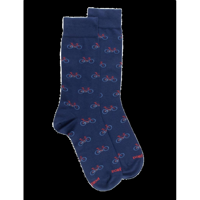 doré doré Chaussettes homme en coton à motifs vélos - Bleu Voilier & Bleu Drapeau