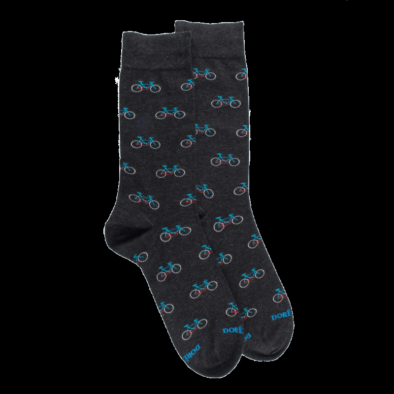 Doré Doré Chaussettes Homme En Coton à Motifs Vélos - Gris Anthracite
