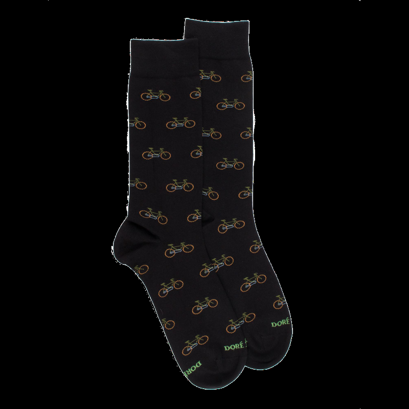 Doré Doré Chaussettes Homme En Coton à Motifs Vélos - Noir & Avocat