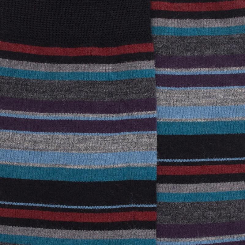 Doré Doré Chaussettes Homme En Coton à Rayures Fines Multicolores - Noir & Rouge Pommard