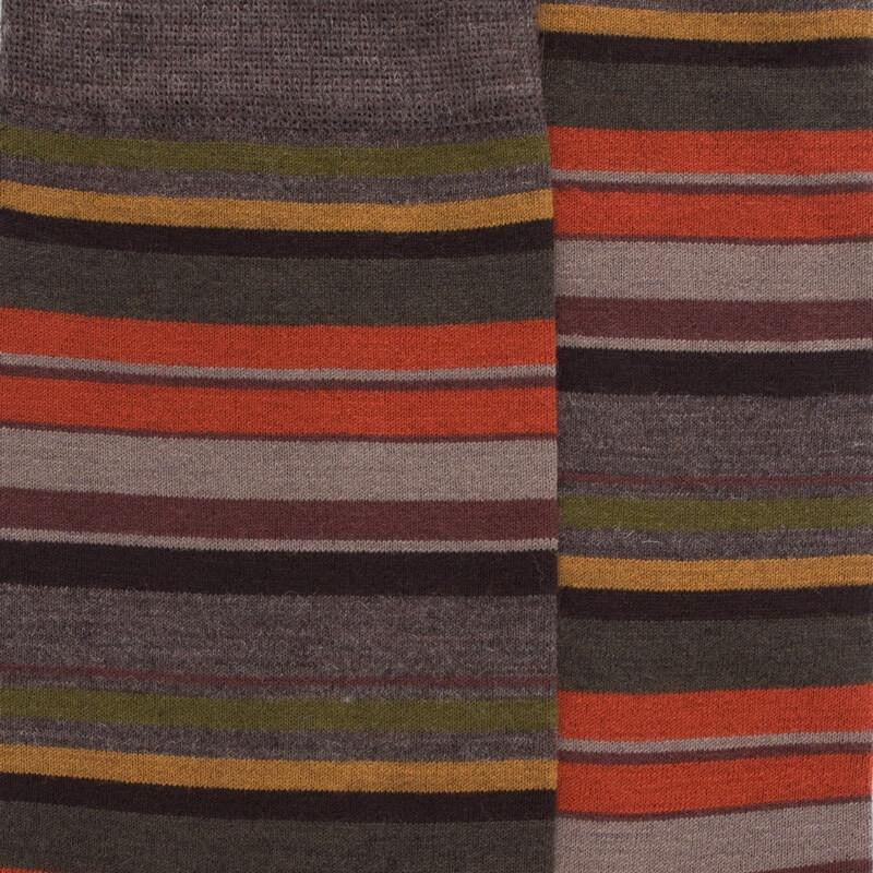 Doré Doré Chaussettes Homme En Coton à Rayures Fines Multicolores - Brun Loutre & Vert Lichen