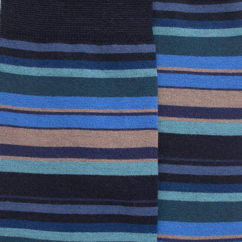 Doré Doré Chaussettes Homme En Coton à Rayures Fines Multicolores - Bleu Marine & Bleu Jean Foncé