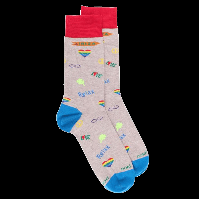 doré doré Chaussettes homme en coton au motif Hippies