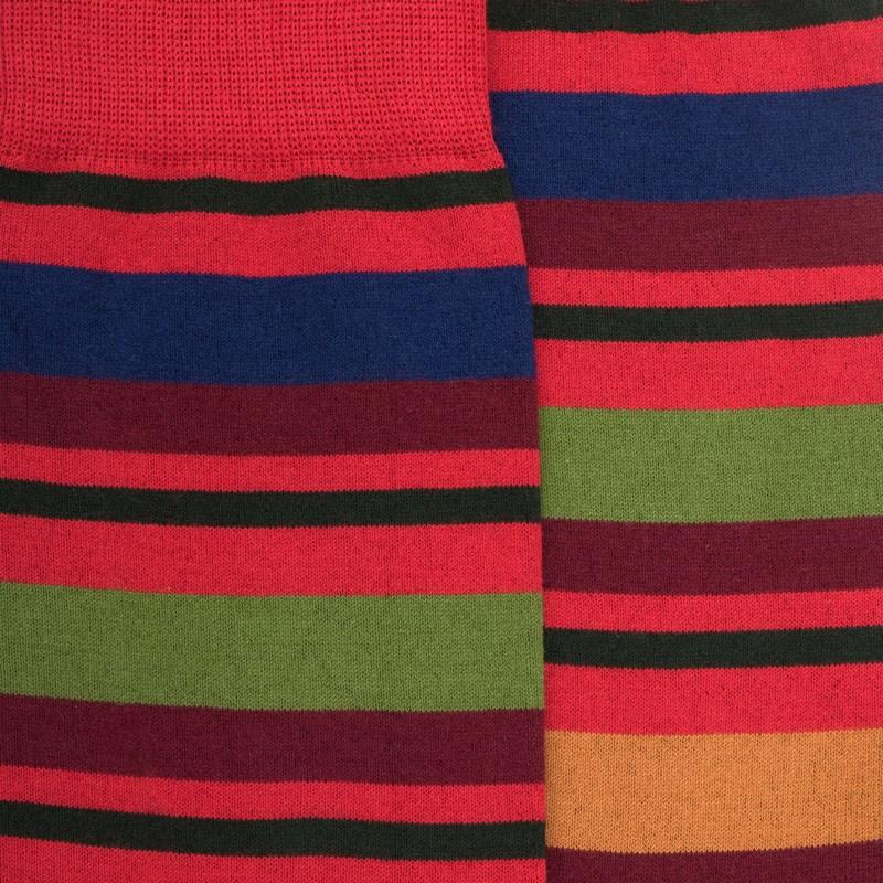 Doré Doré Chaussettes Homme En Coton Avec Motif Rayure - Brique & Vert Thym