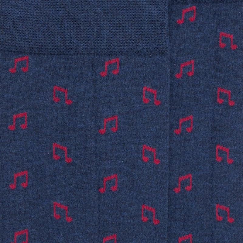 Doré Doré Chaussettes Homme En Coton Avec Notes De Musique - Bleu Marine