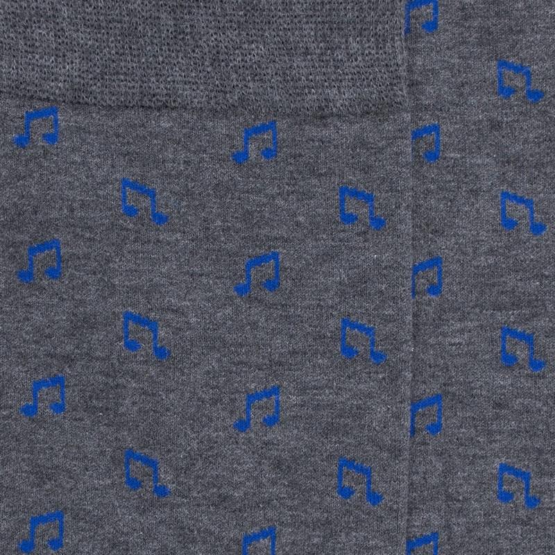Doré Doré Chaussettes Homme En Coton Avec Notes De Musique - Gris