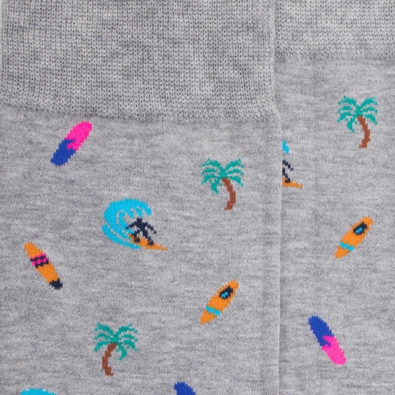 Doré Doré Chaussettes Homme En Coton Doux Surf Et Palmiers - Gris