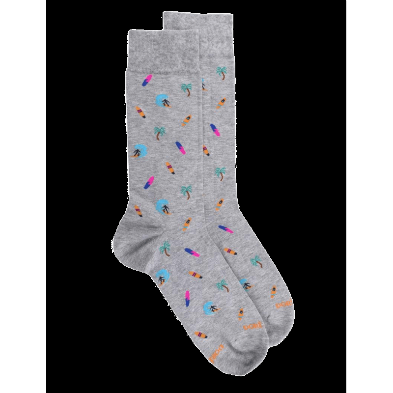 doré doré Chaussettes homme en coton doux Surf et Palmiers - Gris