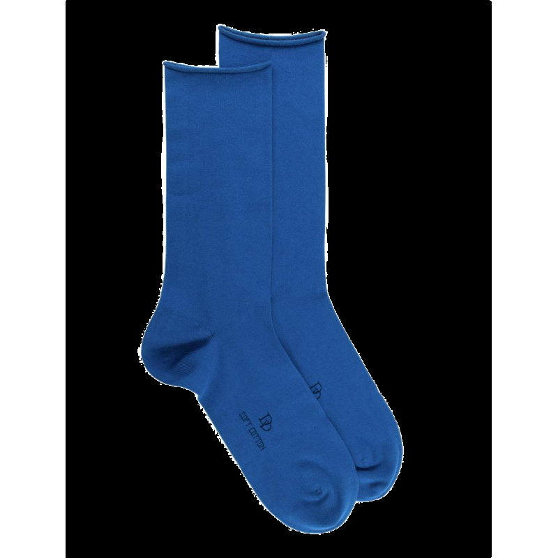 doré doré Chaussettes homme en coton égyptien avec bord roulé - Bleu