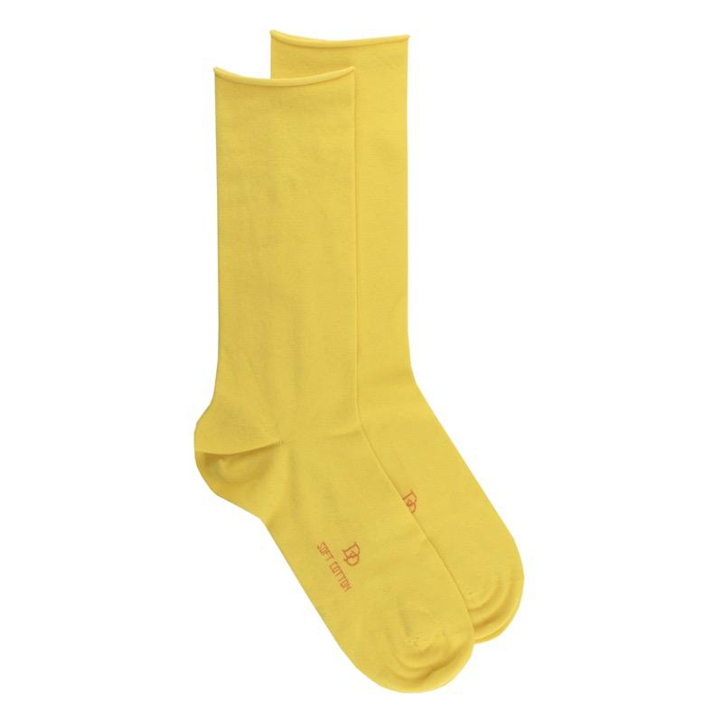 doré doré Chaussettes homme en coton égyptien avec bord roulé - Jaune