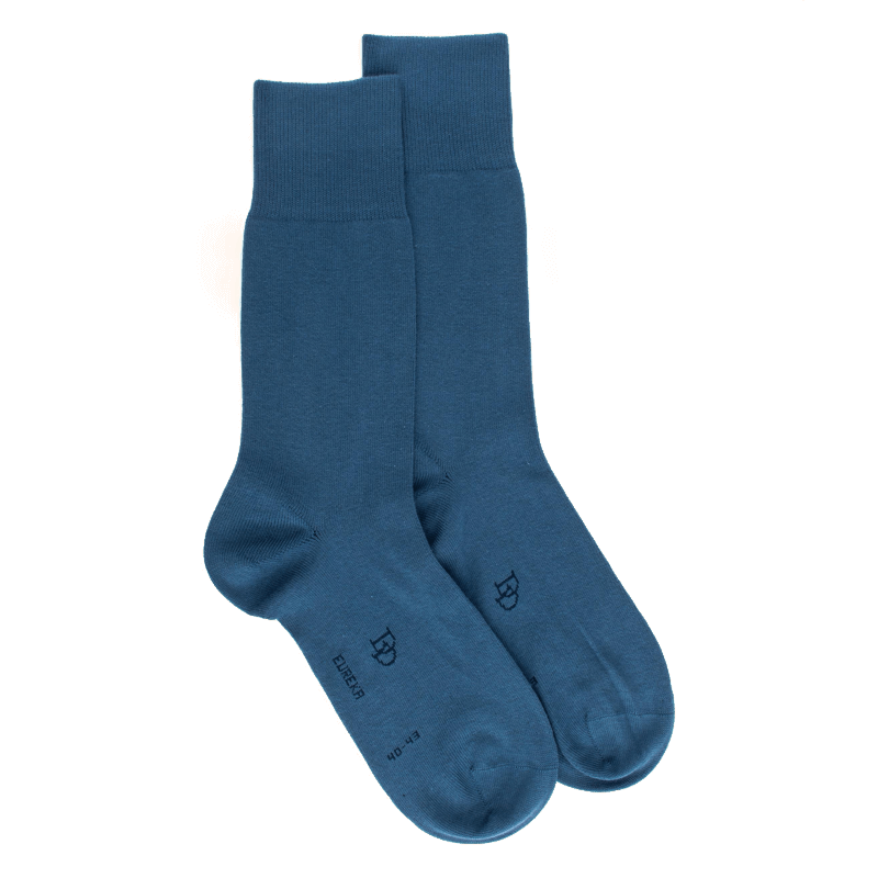 doré doré Chaussettes homme en coton égyptien - Bleu golfe
