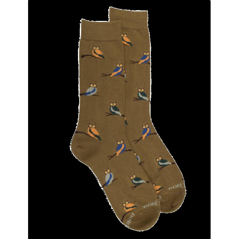 doré doré Chaussettes homme en coton motif hibou - Vert pistache & bleu cosmos