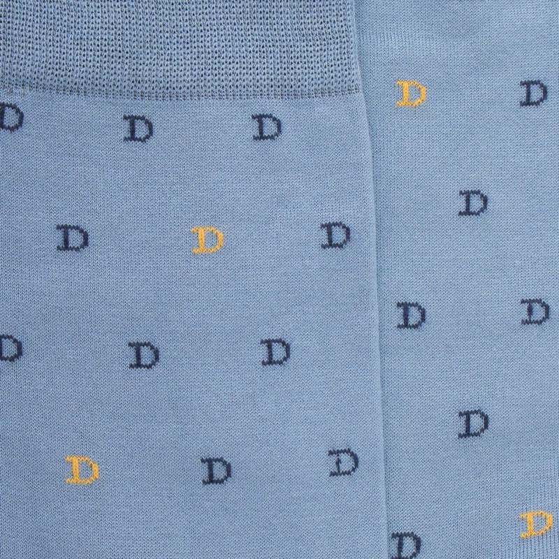 Doré Doré Chaussettes Homme En Fil D'Écosse à Motifs "DD" - Bleu Antarctique