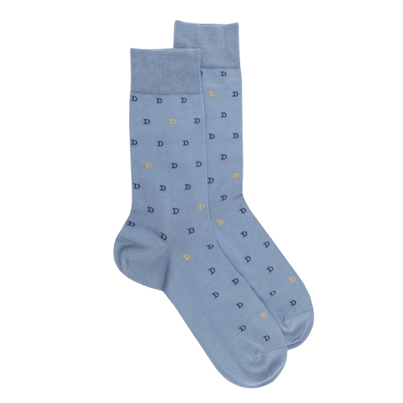 doré doré Chaussettes homme en fil d'Écosse à motifs "DD" - Bleu Antarctique