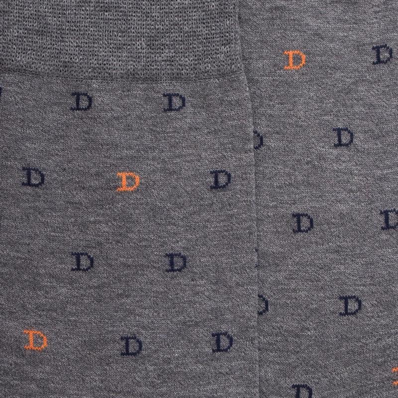 Doré Doré Chaussettes Homme En Fil D'Écosse à Motifs DD - Gris Bourrasque & Abricot