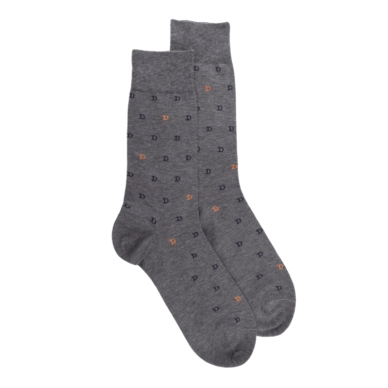 doré doré Chaussettes homme en fil d'Écosse à motifs DD - Gris Bourrasque & Abricot