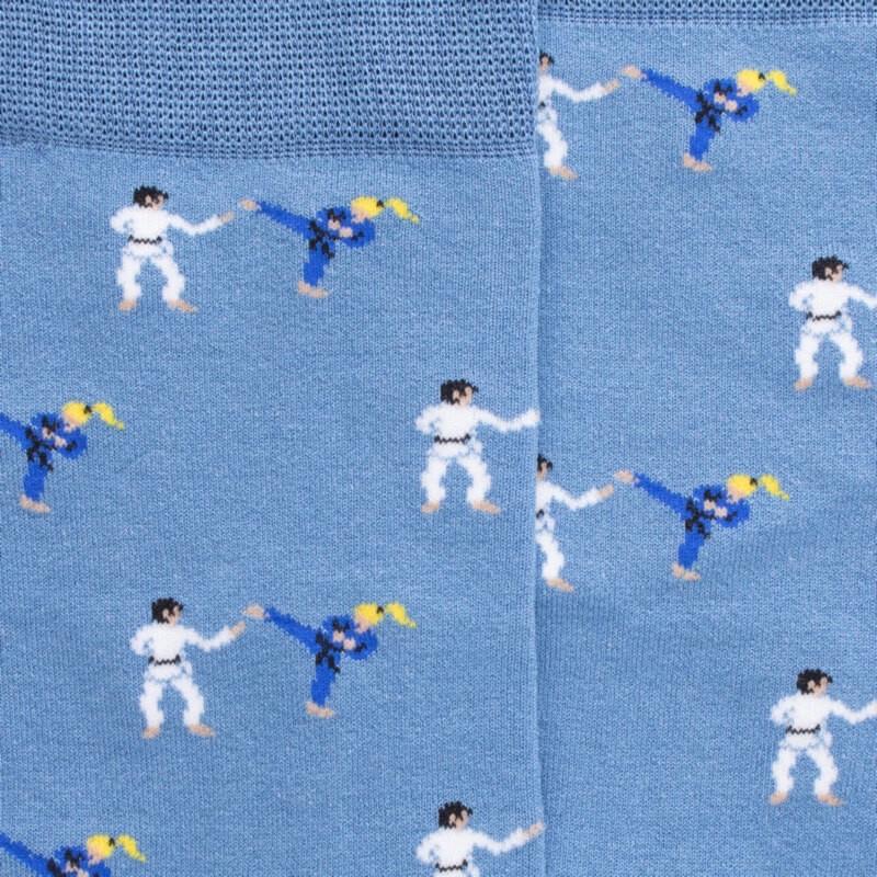 Doré Doré Chaussettes Homme En Fil D'Ecosse à Motifs Judo - Bleu Macadam
