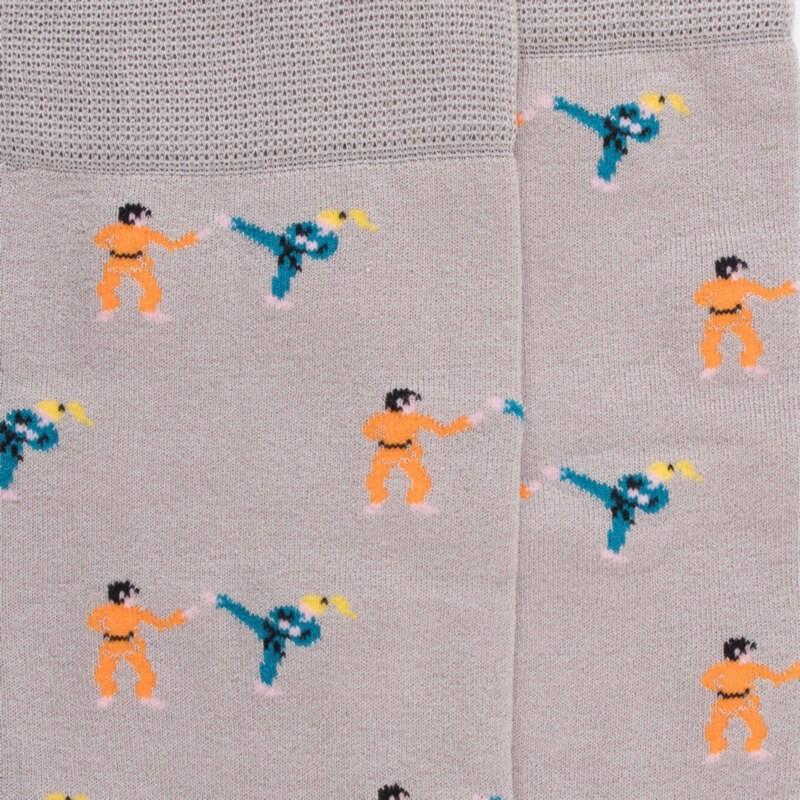 Doré Doré Chaussettes Homme En Fil D'Ecosse à Motifs Judo - Gris Métal