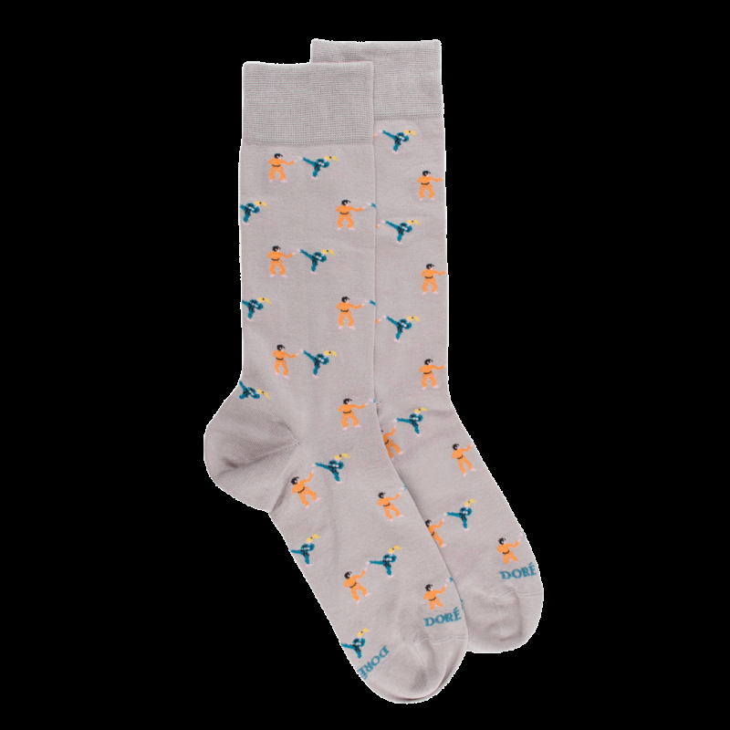 doré doré Chaussettes homme en fil d'Ecosse à motifs Judo - Gris Métal