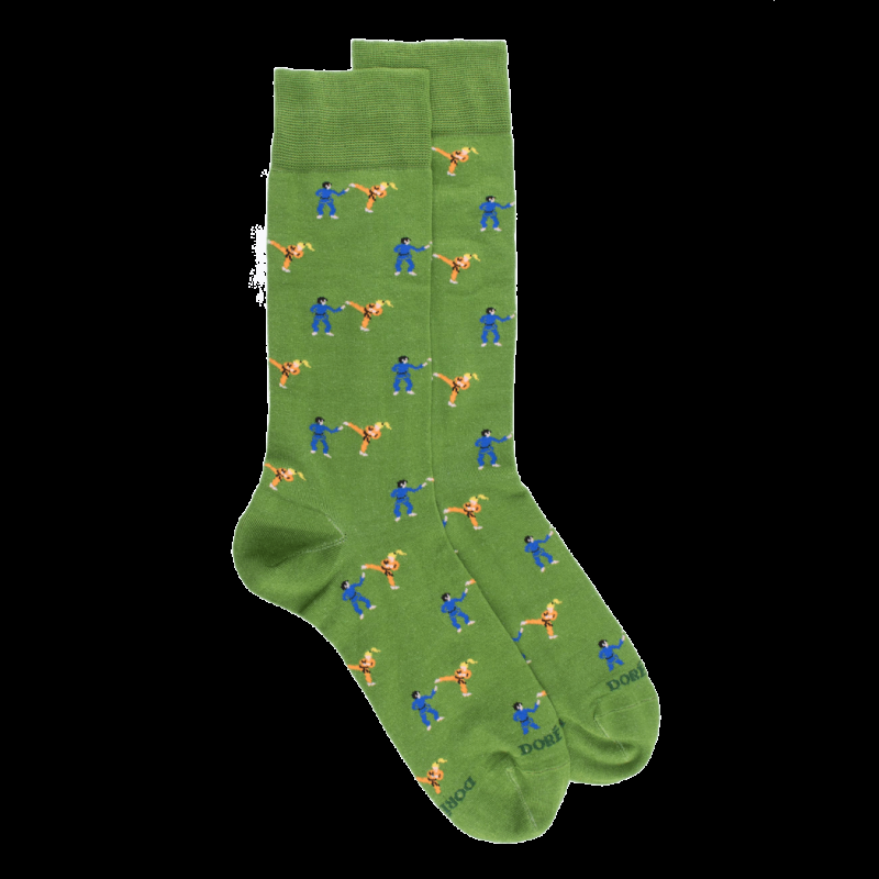 doré doré Chaussettes homme en fil d'Ecosse à motifs Judo - Vert Campagne