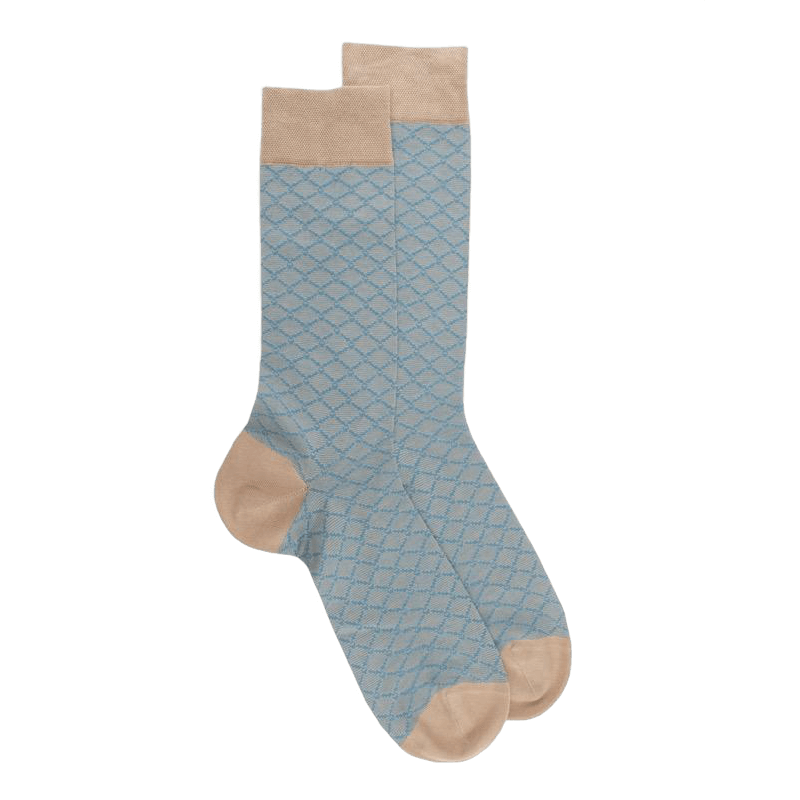 doré doré Chaussettes homme en fil d'Écosse à motifs losanges - Beige Grège
