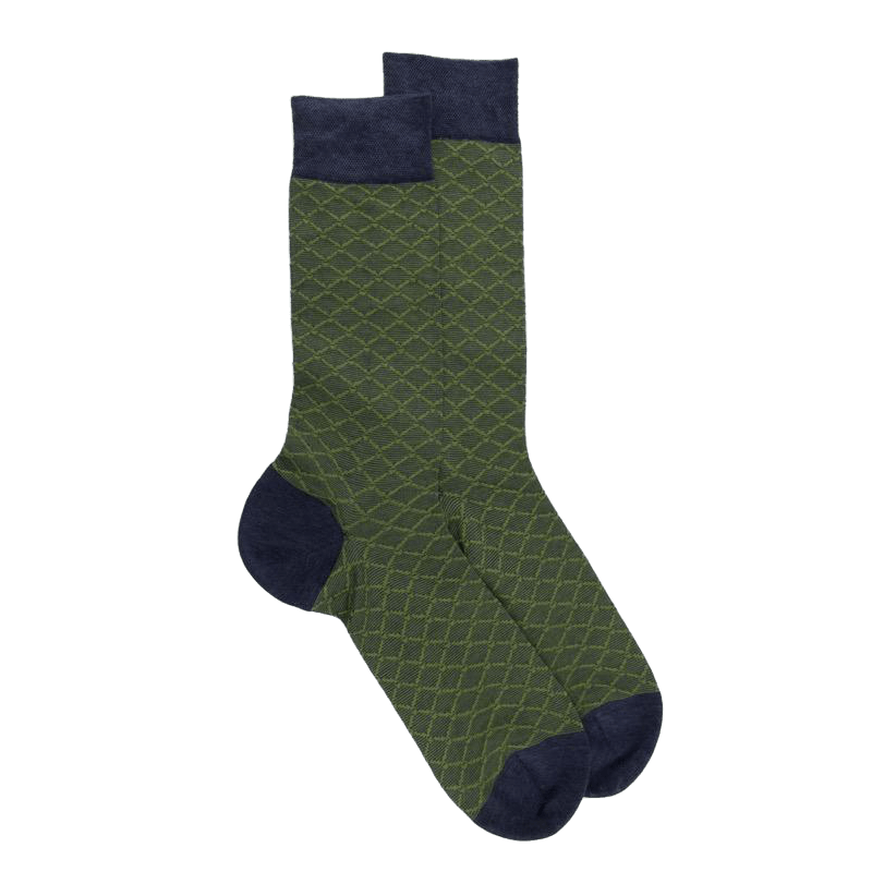 doré doré Chaussettes homme en fil d'Écosse à motifs losanges - Bleu Facteur