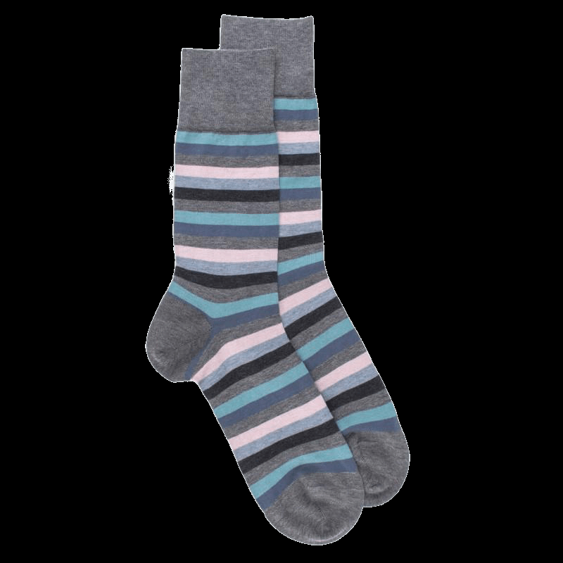 Doré Doré Chaussettes Homme En Fil D'écosse à Rayures Multicolores