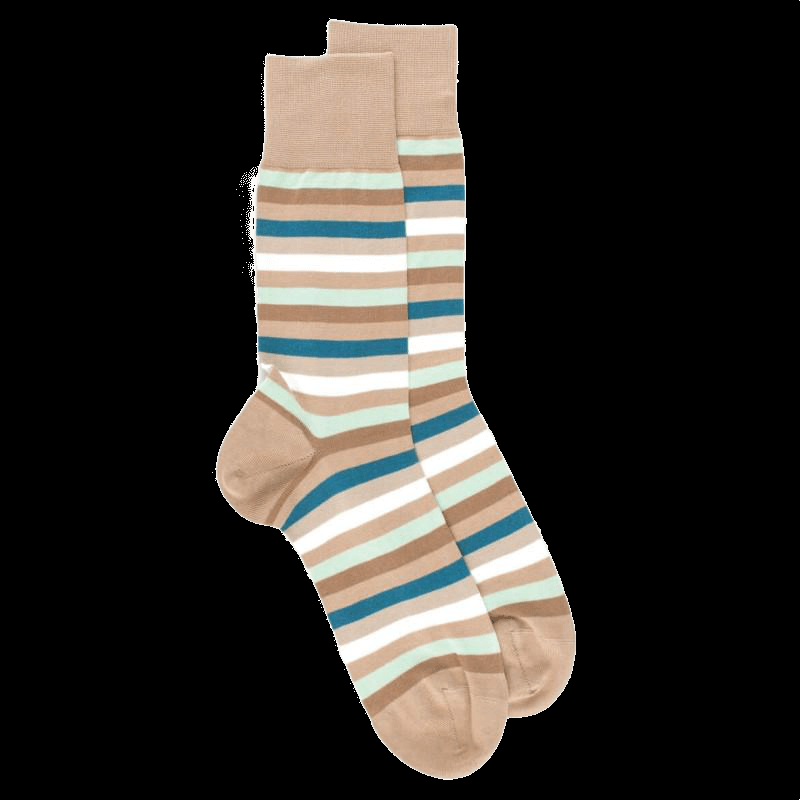 doré doré Chaussettes homme en fil d'écosse à rayures multicolores