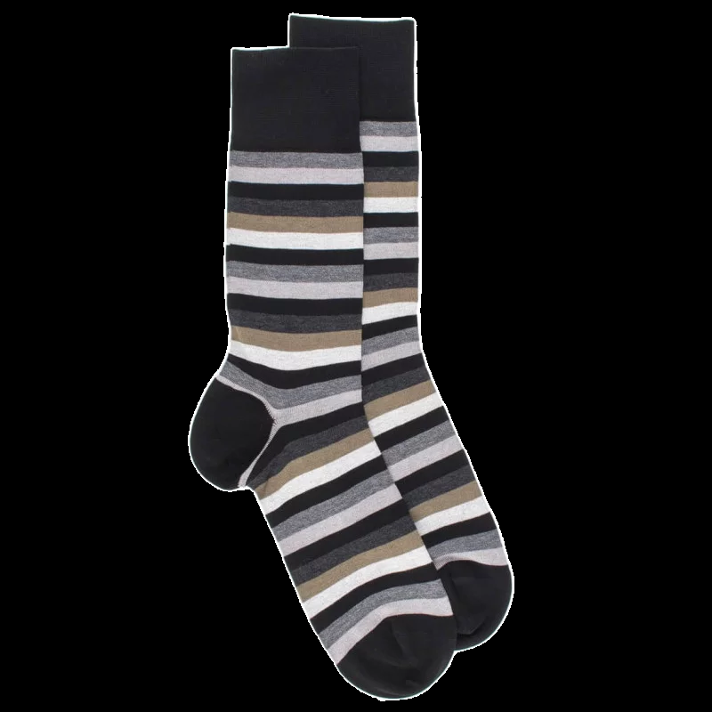 doré doré Chaussettes homme en fil d'écosse à rayures multicolores