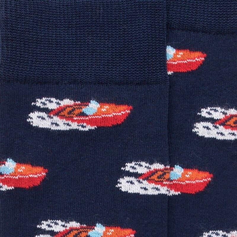 Doré Doré Chaussettes Homme En Fil D'écosse Et Motifs Speedboat