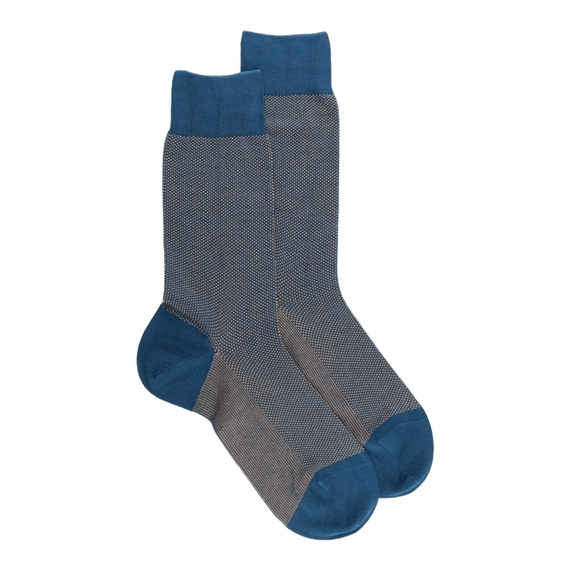 doré doré Chaussettes homme en fil d'Écosse renforcé à motifs caviar - Bleu