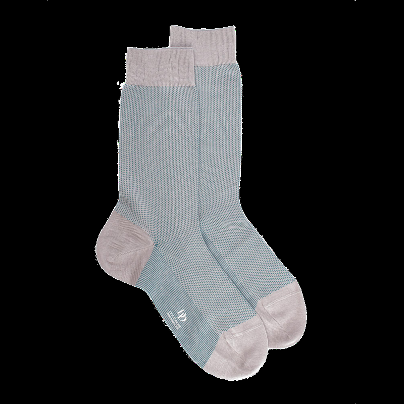 doré doré Chaussettes homme en fil d'Écosse renforcé à motifs caviar - Gris Métal & Bleu