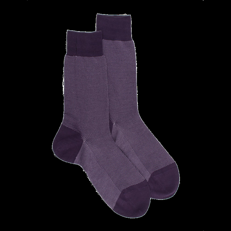 doré doré Chaussettes homme en fil d'Écosse renforcé à motifs caviar - Violet mûrier & Violet Corolle