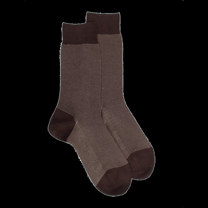 doré doré Chaussettes homme en fil d'Écosse renforcé à motifs caviar - Couleur café & Beige Sable