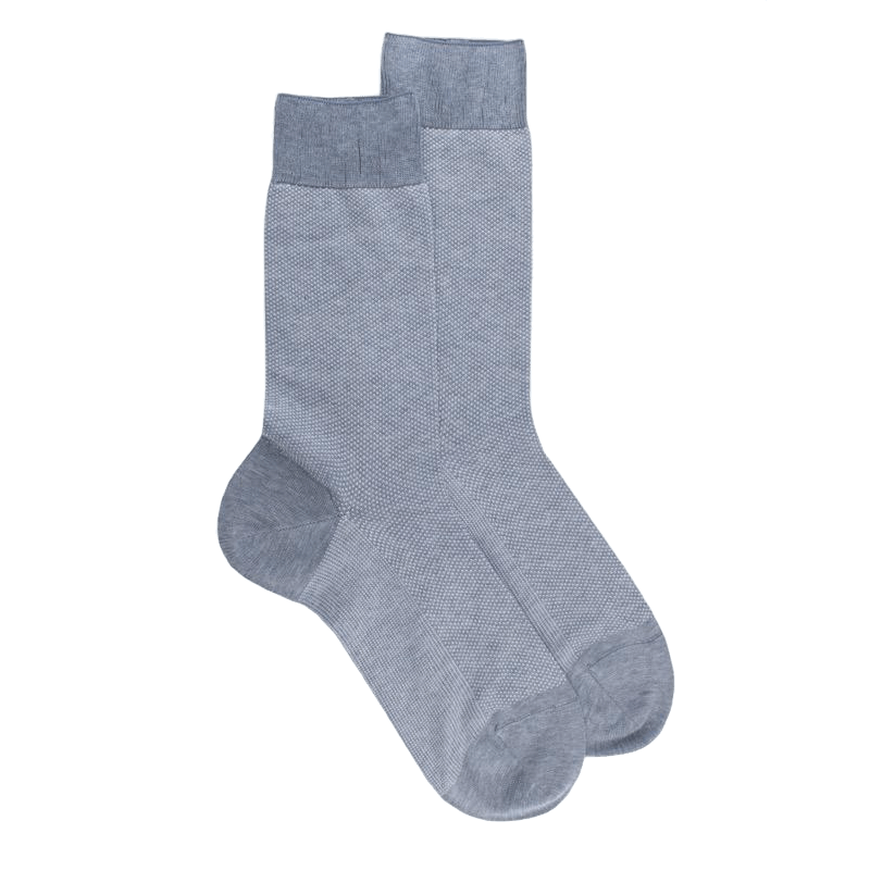doré doré Chaussettes homme en fil d'Écosse renforcé à motifs caviar - Bleu Glacier