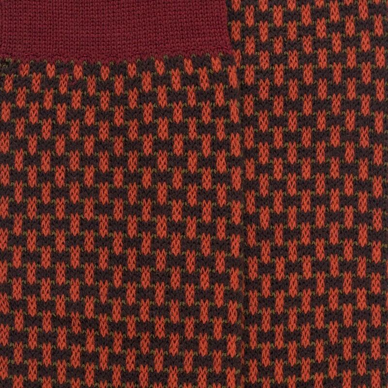 Doré Doré Chaussettes Homme En Laine à Motif à Trois Couleurs - Marron Chocolat & Rouge Pommard