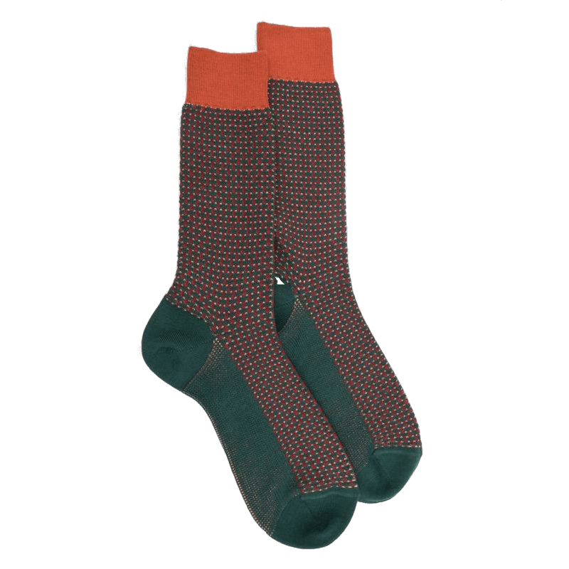 doré doré Chaussettes homme en laine à motif à trois couleurs - Gris & orange henné