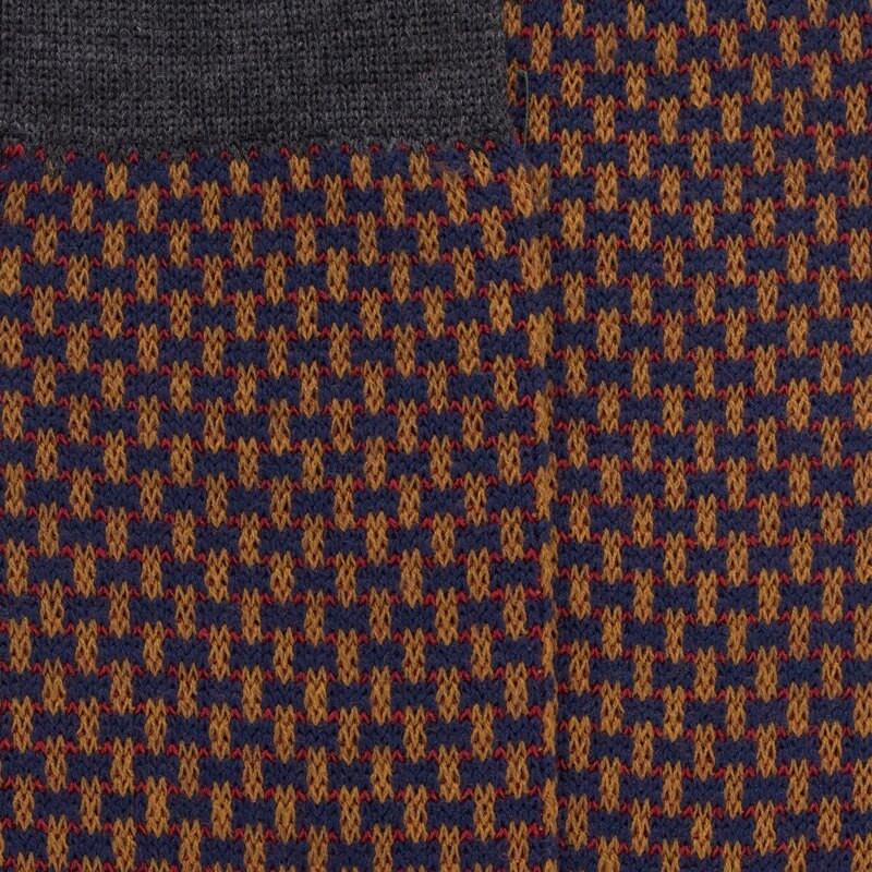 Doré Doré Chaussettes Homme En Laine à Motif à Trois Couleurs - Bleu Caban & Gris étain