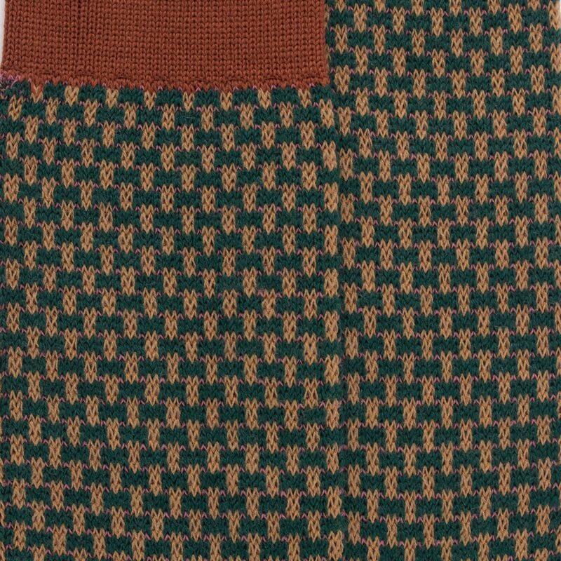 Doré Doré Chaussettes Homme En Laine à Motif à Trois Couleurs - Gris-vert Fer & Orange écureuil