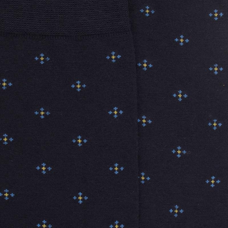 Doré Doré Chaussettes Homme En Laine à Motif Cravaterie - Bleu Marine