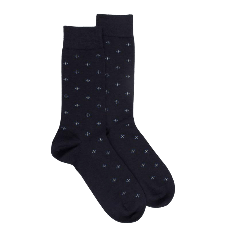 doré doré Chaussettes homme en laine à motif cravaterie - Bleu marine