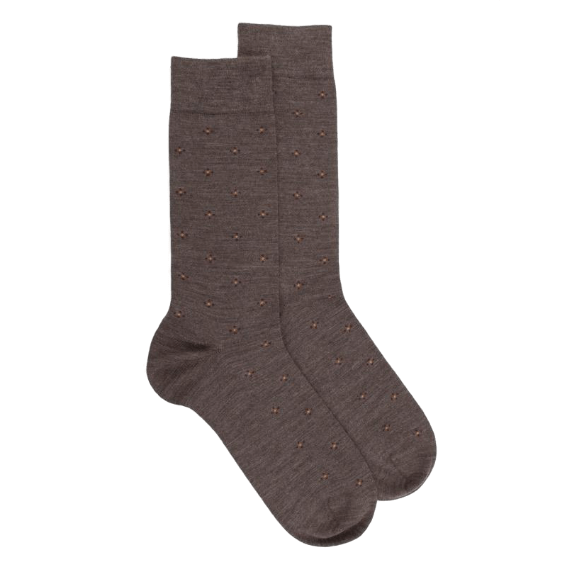 doré doré Chaussettes homme en laine à motif cravaterie - Brun loutre