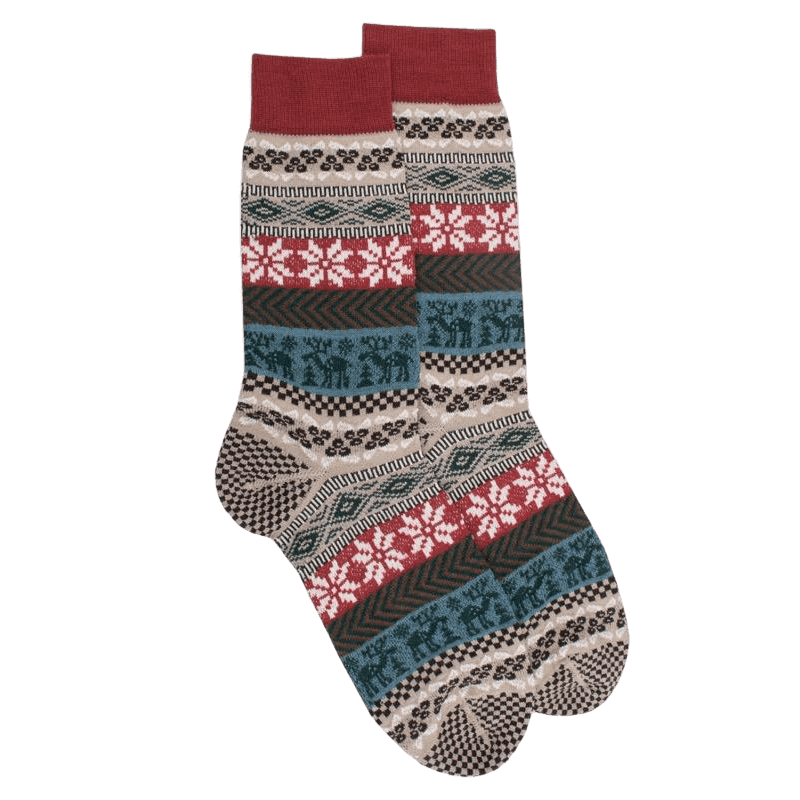 doré doré Chaussettes homme en laine à motif de Noël - Beige Sahara