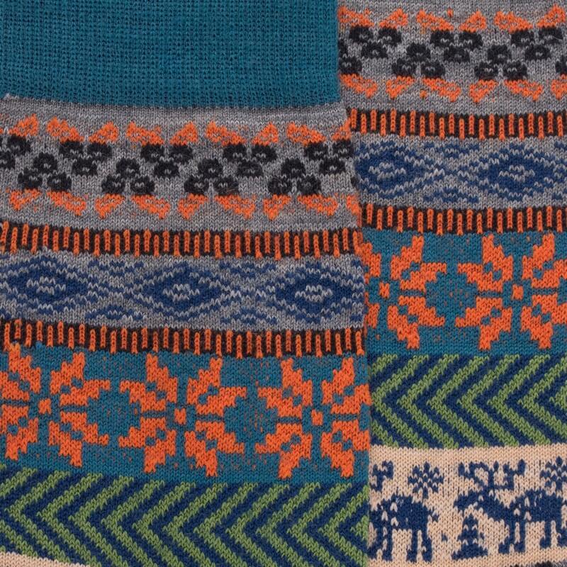 Doré Doré Chaussettes Homme En Laine à Motif De Noël - Gris Bourrasque & Bleu Golfe