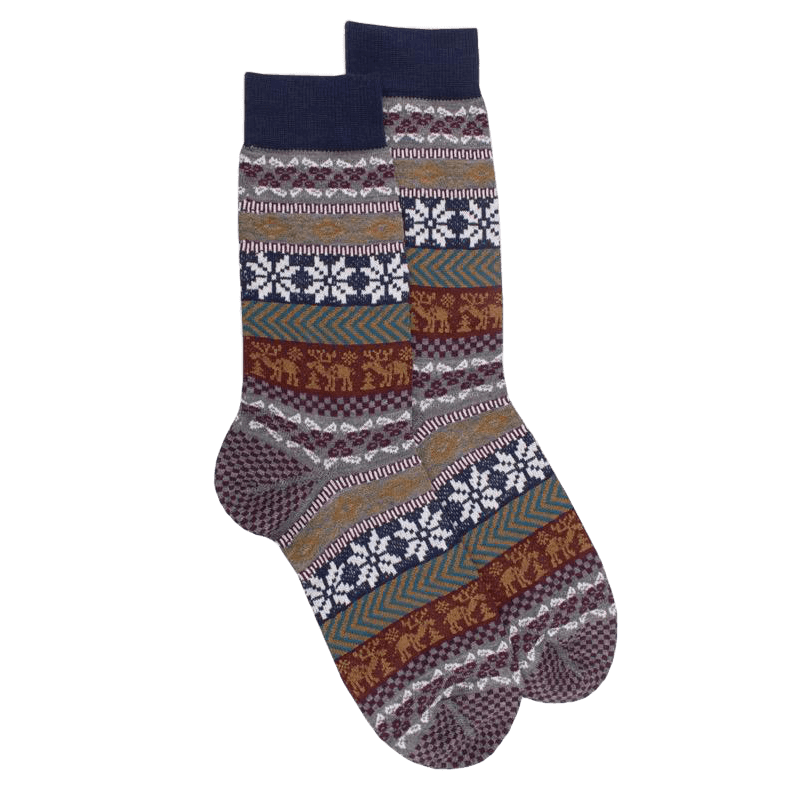 doré doré Chaussettes homme en laine à motif de Noël - Gris Bourrasque