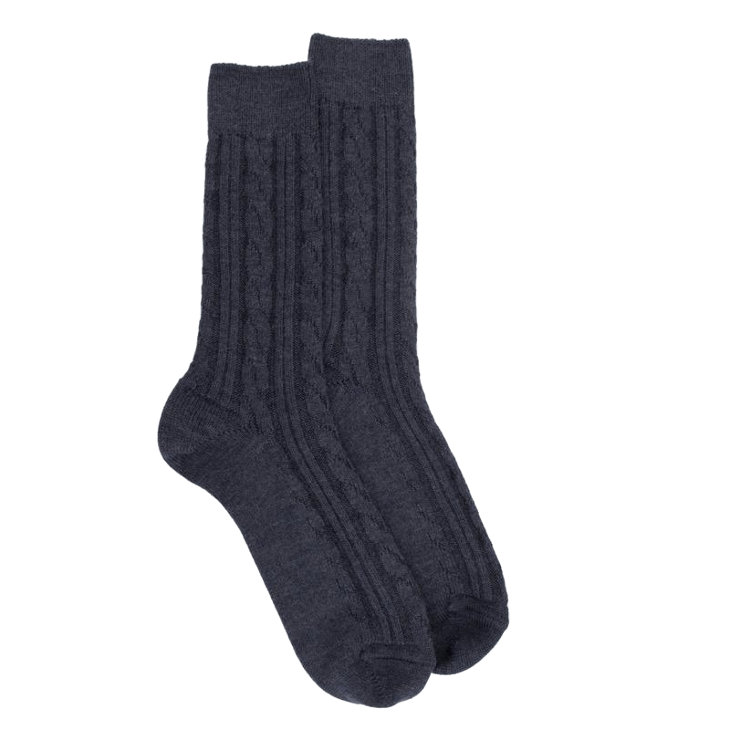 doré doré Chaussettes homme en laine à motif torsadés - Bleu corsaire