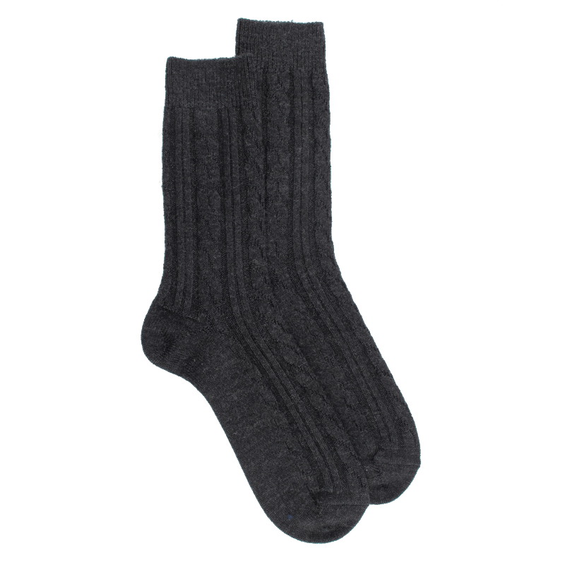 doré doré Chaussettes homme en laine à motif torsadés - Gris anthracite